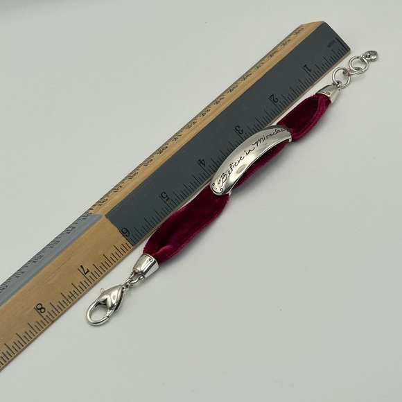 Brighton Believe in Miracles Bracelet Purplish Red Velvet Band Silver Plated - Picture 6 of 11